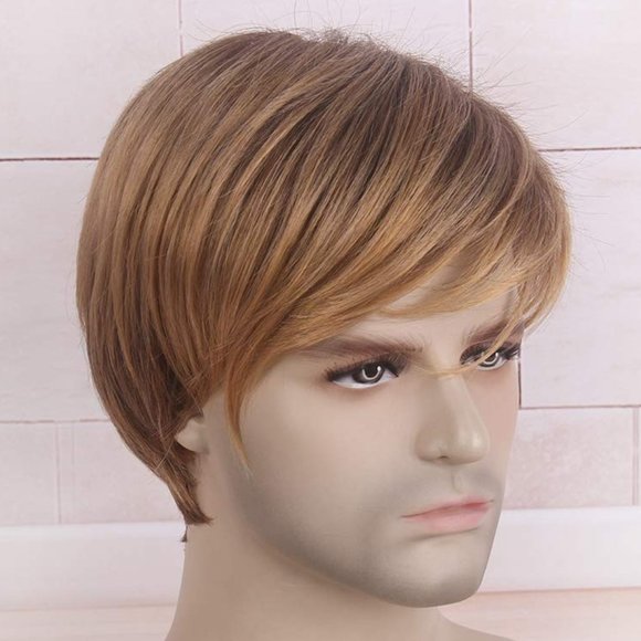 Cosplay Wig for Men Short Layered Natural Hair (Ombre Brown) Wig For Men New - Picture 1 of 6